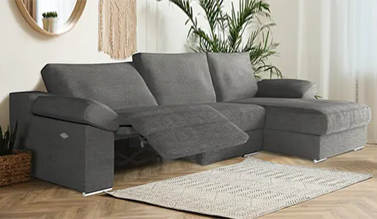 sofa con tumbona y asientos relax motorizados