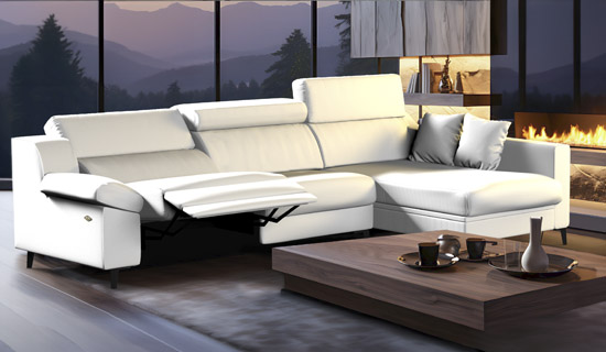 sofa con tumbona y plazas reclinables motorizadas