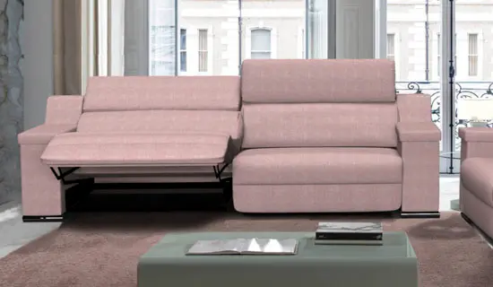 Sofa de 2 plazas con relax motorizado, cabezal abatible y pata baja