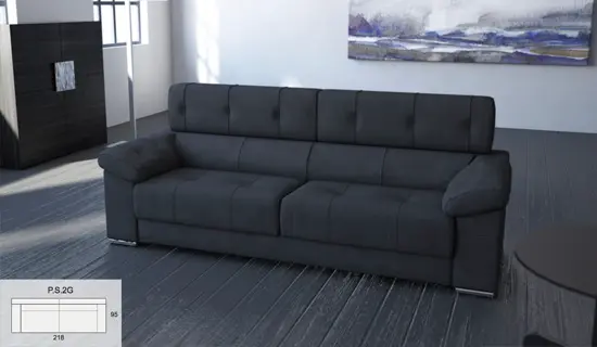 Sofa 2 plazas con cabezal abatible y pata baja