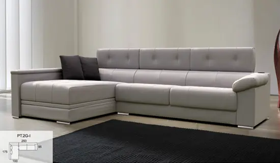 Sofa tumbona con cabezal abatible y pata baja