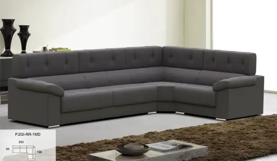 Sofá rinconera con cabezal abatible y pata baja