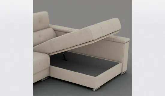 Detalle de Tumbona arcón para almacenamiento