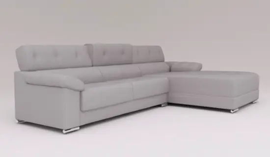 Sofa Chaiselonge con cabezal abatible y pata baja