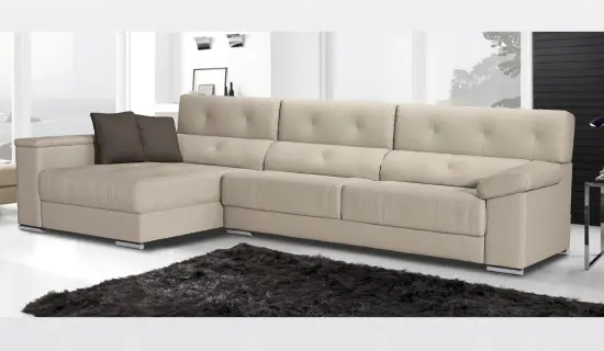 Sofa tumbona con cabezal abatible y pata baja