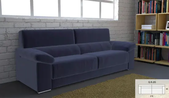 Sofa de 2 plazas con cabezal abatible y pata baja