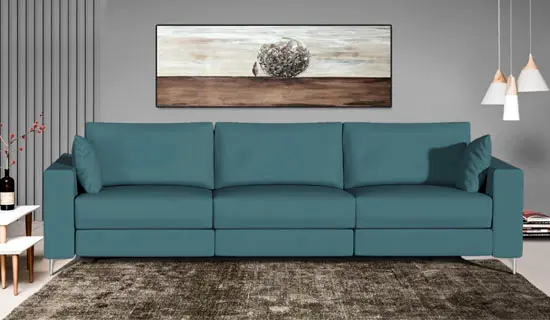 Sofa de 3 plazas con pata alta