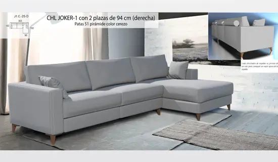 Sofa chaiselonge con pata alta