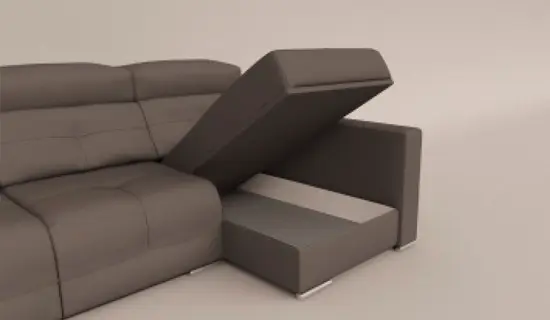 Detalle tumbona con arcón para almacenamiento