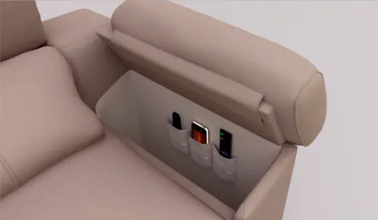 Detalle de brazo arcón con enchufe y USB