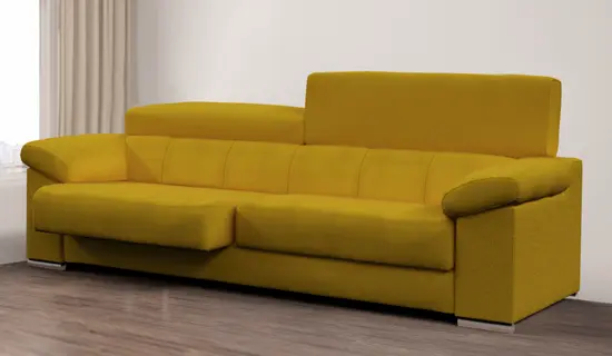 Sofá 2 plazas deslizantes con cabezal abatible y pata baja