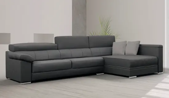 Sofá tumbona con cabezal abatible y pata baja