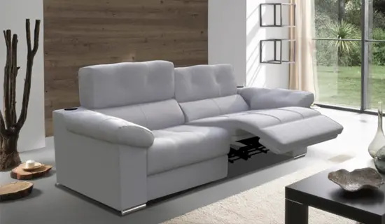 Sofá de 2 plazas relax motorizadas con cabezal abatible y pata baja